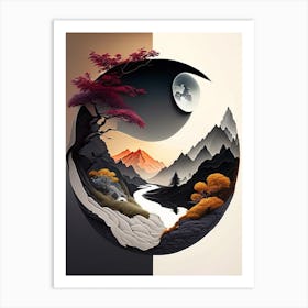 Landscapes 7, Yin and Yang Illustration Art Print