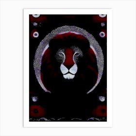 Lion Lino Fabric Art, 1442 Art Print