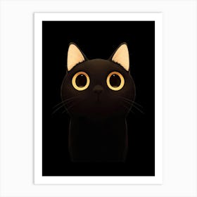 Black Cat With Big Eyes Art Print