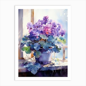 Violets In A Pot Art Print