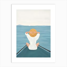 Woman In A Boat Art Print