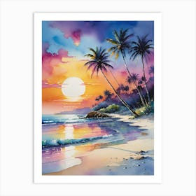 Sunset At The Beach 296 Art Print