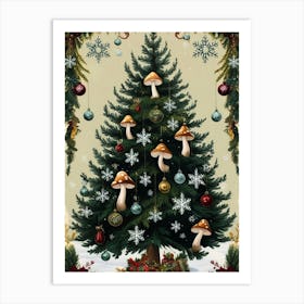 William Morris Christmas Tree With Mushrooms Art Print