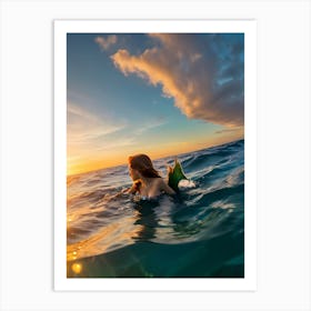 Mermaid At Sunset-Reimagined 1 Art Print