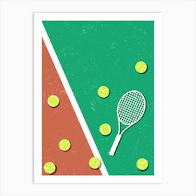 Tennis Racket And Balls Art Print
