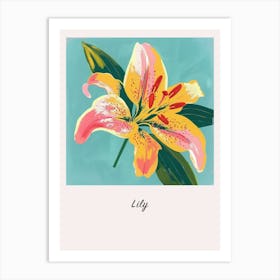 Lily 3 Square Flower Illustration Poster Art Print