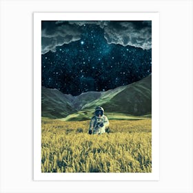 Astronaut In A Wheat Field Art Print