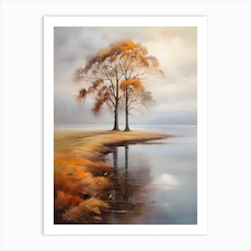 Two Trees By The Lake . 2 Art Print