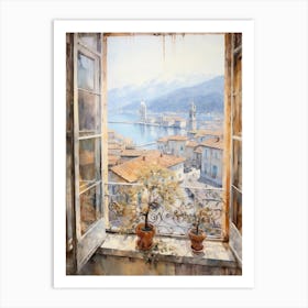 Winter Cityscape Lake Como Italy 5 Art Print
