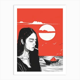 Girl In A Boat 1 Art Print