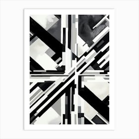 Intersection Abstract Black And White 7 Art Print