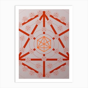 Geometric Abstract Glyph Circle Array in Tomato Red n.0168 Art Print