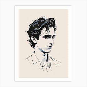 Portrait Of Timothee Chalamet Art Print