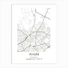 Arnold,United Kingdom Minimalist Map Art Print