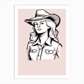 Cowgirl Portrait Pink 2 Art Print