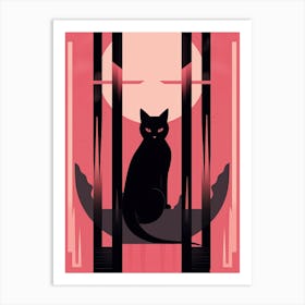 The Hermit Tarot Card, Black Cat In Pink 0 Art Print
