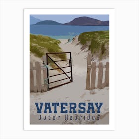 Vatersay Beach Gate Metal Vintage Style Poster | Isle of Harris Scotland Art Print