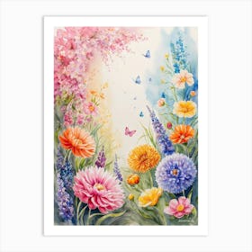 Watercolor Of Flowers 5 Art Print