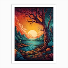 Sunset In The Forest 20 Art Print