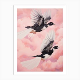 Pink Ethereal Bird Painting Magpie 3 Art Print