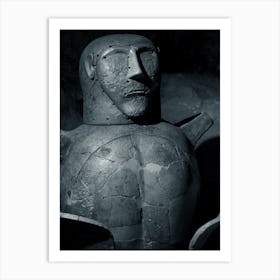 Vase Face Man Antique Roman Etruscan Statue Museum Black And White Photo Photography Vertical Art Print