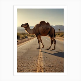 Camel Crossing The Road Poster