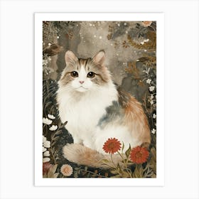 Norwegian Forest Cat Japanese Illustration 4 Art Print