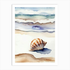 Seashell on the beach, watercolor painting 7 Art Print