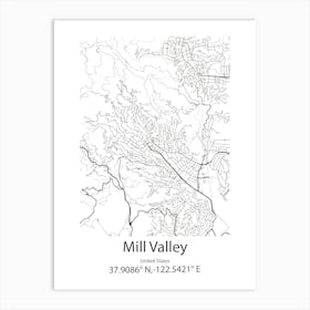 Mill Valley,United States Minimalist Map Poster