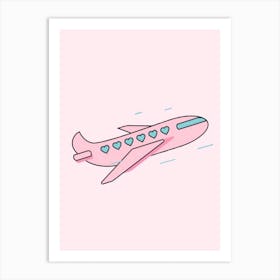 Airplane In The Sky With Hearts Art Print
