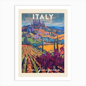 San Gimignano Italy 2 Fauvist Painting Travel Poster Art Print