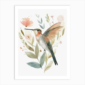 Charming Nursery Kids Animals Hummingbird 3 Art Print