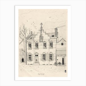 Klooster Meer Belgium Pen and Ink Drawing Art Print