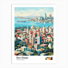 San Diego, Usa, Geometric Illustration 4 Poster Art Print