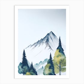 Mountain And Forest In Minimalist Watercolor Vertical Composition 151 Art Print