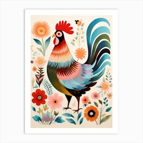 Bird Painting Collage Chicken 6 Art Print