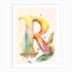 R  Letter, Alphabet Storybook Watercolour 1 Art Print