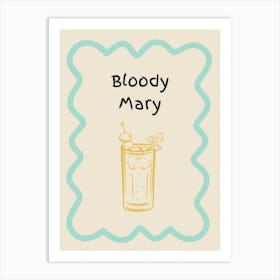 Bloody Mary Doodle Poster Teal & Orange Art Print