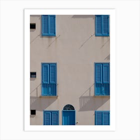 Blue Shutters On A House In Sicily Art Print