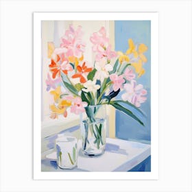 A Vase With Freesia, Flower Bouquet 4 Art Print