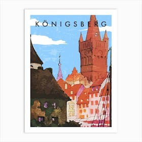 Konigsberg, Prussia, Germany — Retro travel minimalist art poster 3 Art Print