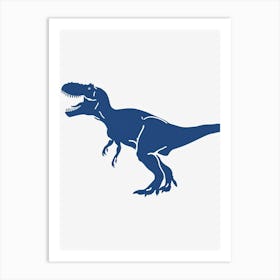 Blue T Rex Silhouette Art Print