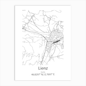 Lienz,Austria Minimalist Map Art Print