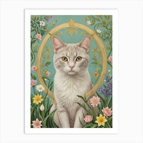 Cat In The Pastel Garden Art Print