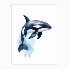 Blue Watercolour Painting Style Of Orca Whale  6 Art Print
