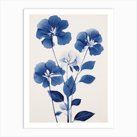 Blue Botanical Impatiens 1 Art Print