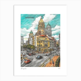 Bangalore India Drawing Pencil Style 1 Travel Poster Art Print