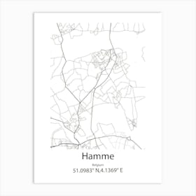 Hamme,Belgium Minimalist Map Art Print