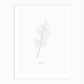 Holly Line Drawing Art Print