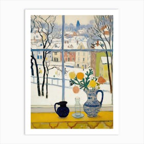 The Windowsill Of Krakow   Poland Snow Inspired By Matisse 3 Art Print